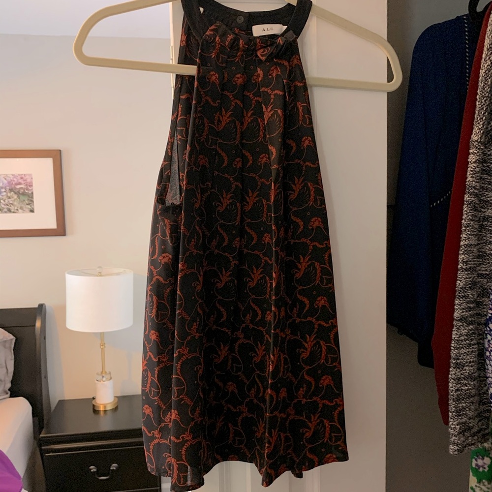 ALC black and red high neck silk tank top (8)